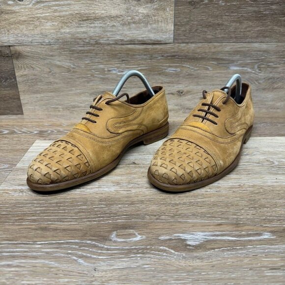 Raspini Tan Suede Cap Toe Weave Shoes Men's Size EU 42 - Picture 1 of 7